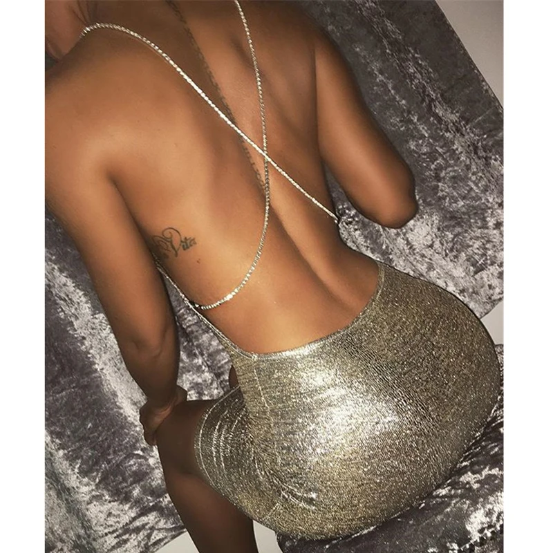 Women Sexy Metal Silver Mini Dress Summer Back Across Chain Backless Nightclub Party Shiny Bodycon Slim Dresses 
Women Sexy Metal Silver Mini Dress Summer Back Across Chain Backless Nightclub Party Shiny Bodycon Slim Dresses