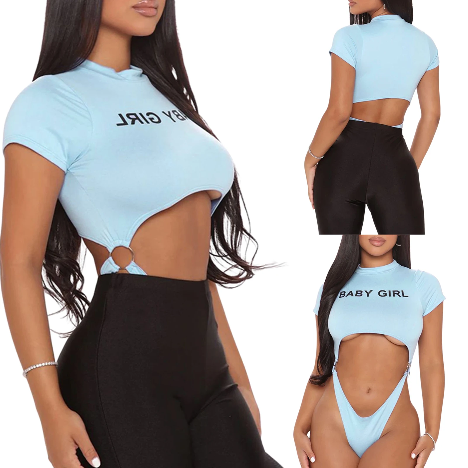 Sexy Letter Print Blue Bodysuit Body Top Women 2021 Short Sleeve Hollow Out Backless Bodycon Romper Club Jumpsuit Streetwear 
Sexy Letter Print Blue Bodysuit Body Top Women 2021 Short Sleeve Hollow Out Backless Bodycon Romper Club Jumpsuit Streetwear