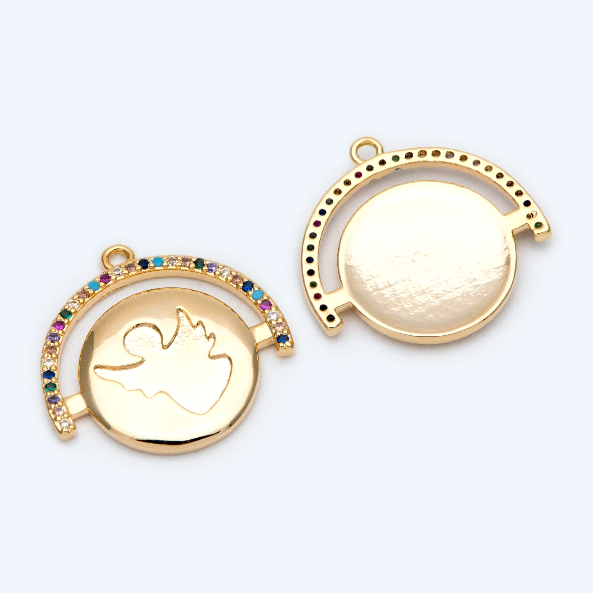 4pcs Colourful CZ Paved Disc Cherub Charm, 18K Gold Plated Brass, Little Angel Pendants (GB-2083)
4pcs Colourful CZ Paved Disc Cherub Charm, 18K Gold Plated Brass, Little Angel Pendants (GB-2083)