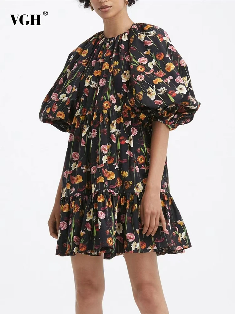 VGH Casual Print Mini A Line Dress For Women Round Neck High Waist Short Puff Sleeve Dresses Female 2022 Summer Fashion Clothing
VGH Casual Print Mini A Line Dress For Women Round Neck High Waist Short Puff Sleeve Dresses Female 2022 Summer Fashion Clothing
