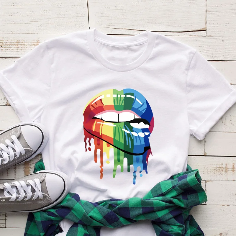 S-5XL Plus Size T Shirt Women Colorful Lips Print TShirt O Neck Short Sleeve Tees Summer Clothe for Women 100%cotton Woman Tshit
S-5XL Plus Size T Shirt Women Colorful Lips Print TShirt O Neck Short Sleeve Tees Summer Clothe for Women 100%cotton Woman Tshit