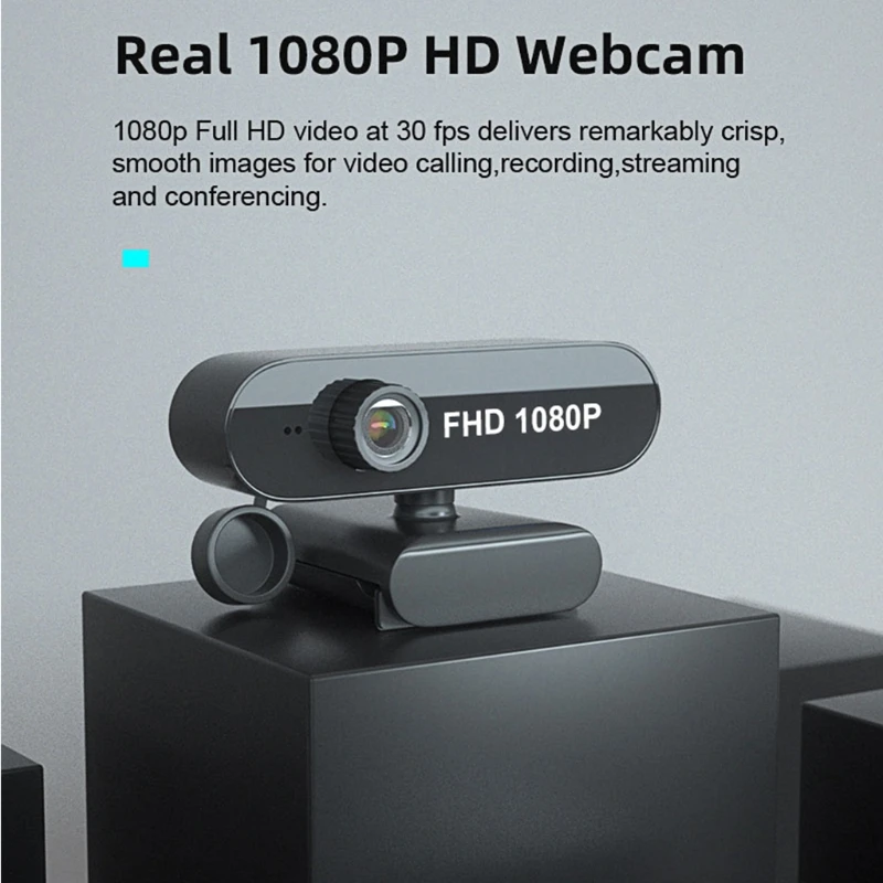 1080P 30FPS Webcam with Microphone, USB Computer Camera with Noise Reduction Mic 
1080P 30FPS Webcam with Microphone, USB Computer Camera with Noise Reduction Mic