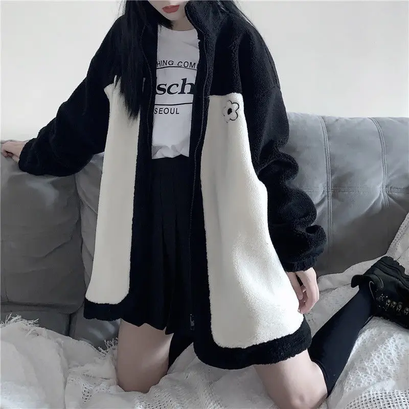 Cotday Loose Pockets Chic Lambswool Stand Collar Print Korean Style Harajuku 2020 Fashion Autumn Women Streetwear Jackets Coat
Cotday Loose Pockets Chic Lambswool Stand Collar Print Korean Style Harajuku 2020 Fashion Autumn Women Streetwear Jackets Coat