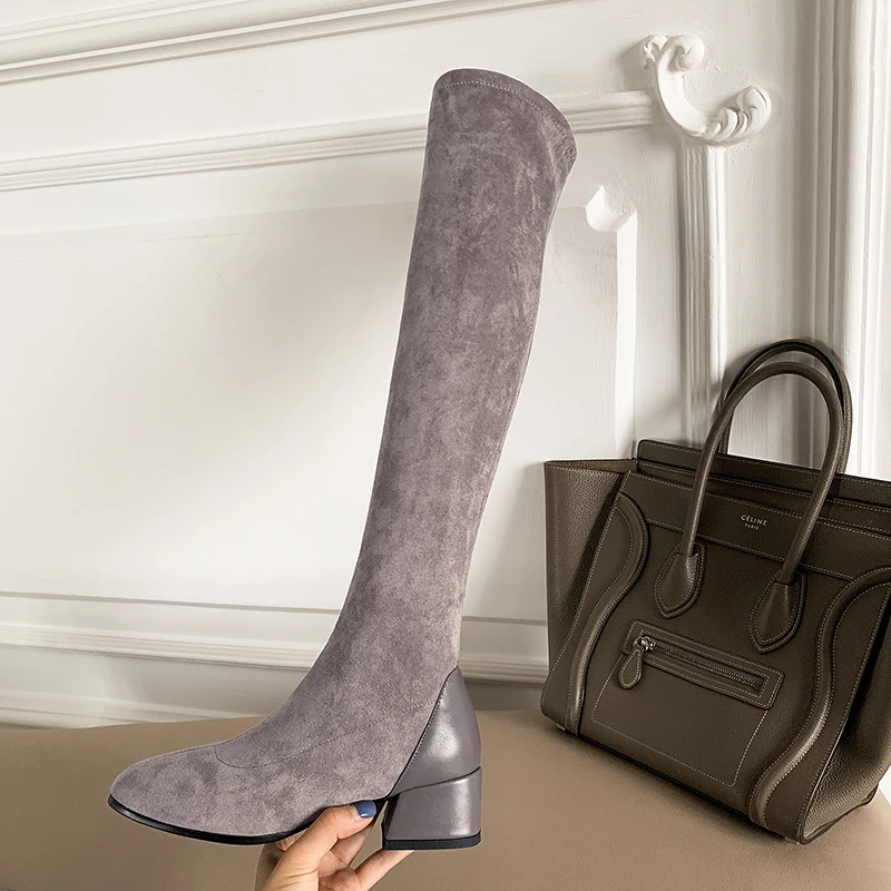 New Winter Women Over The Knee Suede Boots Square Toe Stretch Flock Square Heel Long Boots Shoes Size 34-43
New Winter Women Over The Knee Suede Boots Square Toe Stretch Flock Square Heel Long Boots Shoes Size 34-43