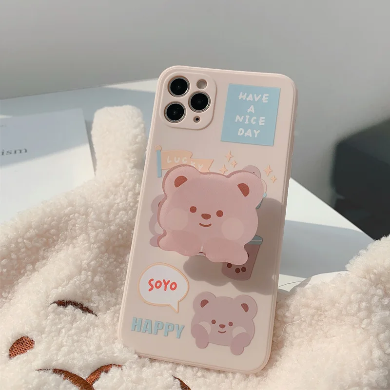 Cute Cartoon Milk Tea Bear Bracket Phone Case For iPhone 13 12 11 Pro Max XR X Xs Max 7 8 Puls SE 2020 Cases Soft Silicone Cover
Cute Cartoon Milk Tea Bear Bracket Phone Case For iPhone 13 12 11 Pro Max XR X Xs Max 7 8 Puls SE 2020 Cases Soft Silicone Cover
