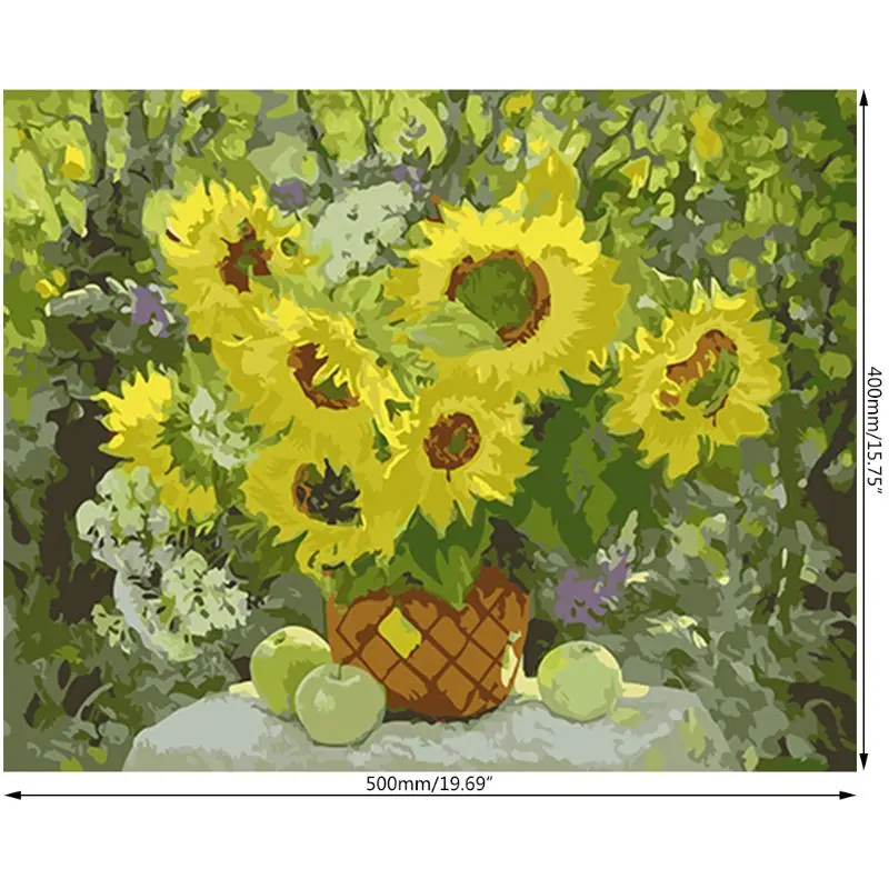 Sunflower DIY Paint Numbers Canvas Oil Painting Kit for Kids Acrylic Pigment