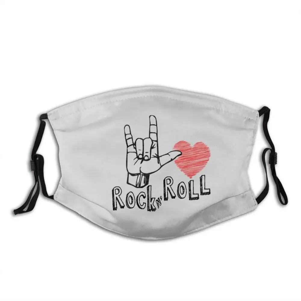 I Love Rock And Roll надпись на языке подарок принт моющийся фильтр Пылезащитная маска