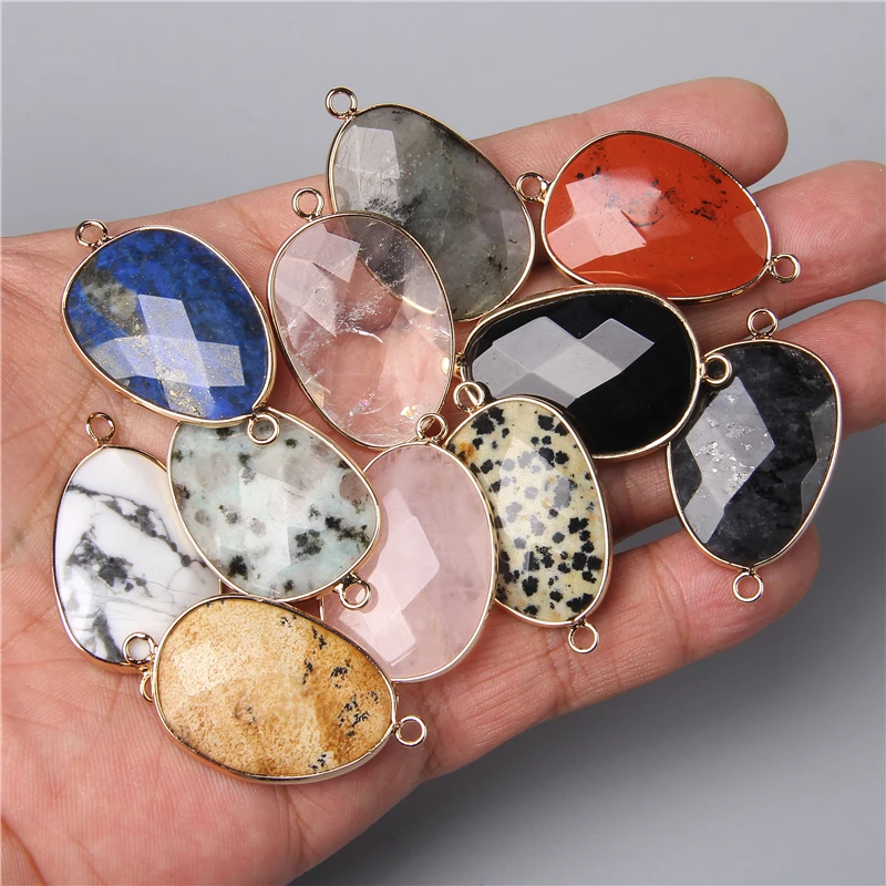 2PCS Double Sided Faceted Natural Stone Pendant Connector Charm for Jewelry Making Earring Necklace Bracelet Accessories 22x38MM
2PCS Double Sided Faceted Natural Stone Pendant Connector Charm for Jewelry Making Earring Necklace Bracelet Accessories 22x38MM