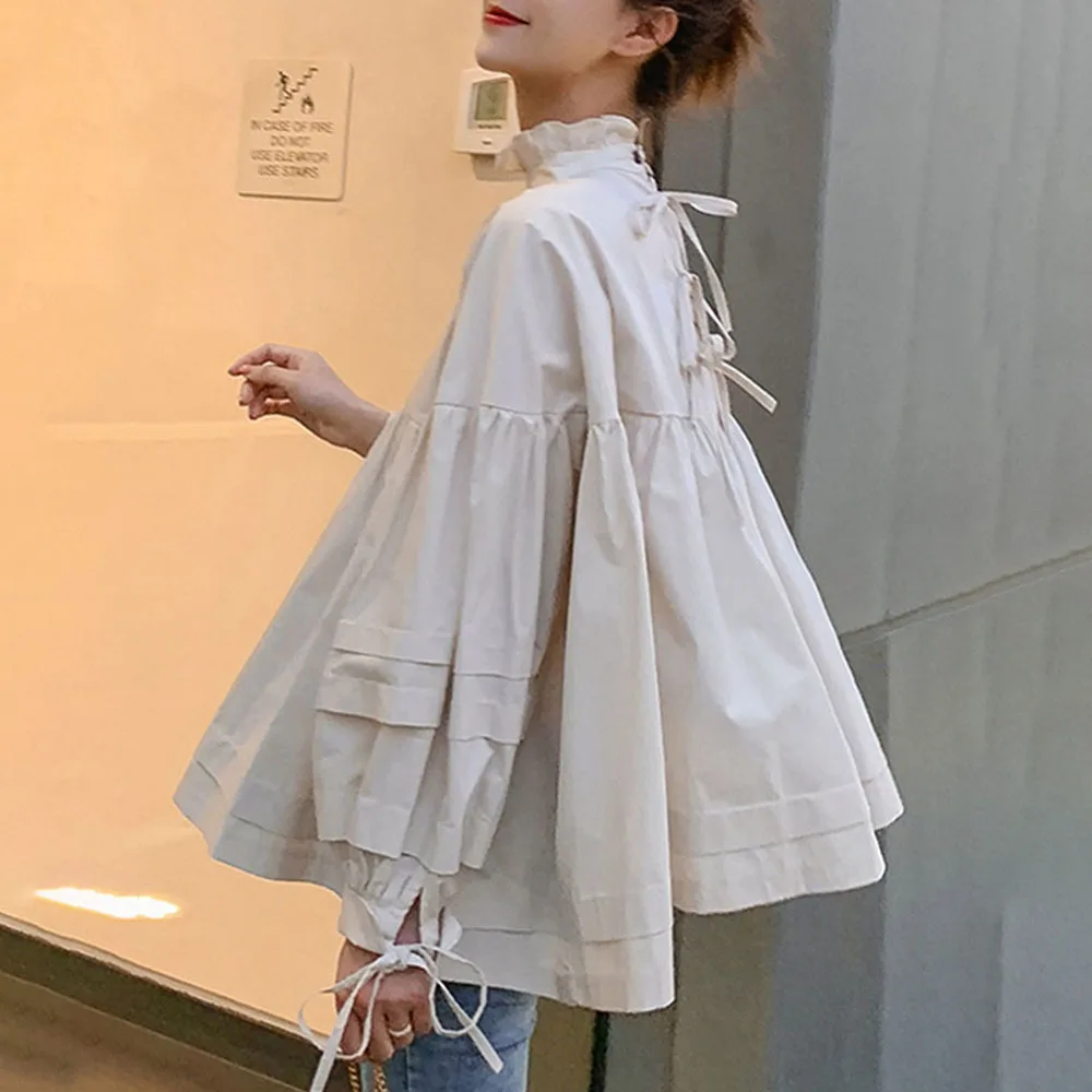 Thin Ruffles Blouse For Women Button A Line Korea Japanese Style Puff Sleeve Tops Female Oversized Spring Min Shirt Dress Ladies
Thin Ruffles Blouse For Women Button A Line Korea Japanese Style Puff Sleeve Tops Female Oversized Spring Min Shirt Dress Ladies