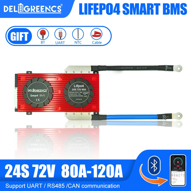 Bluetooth BMS 24S 80A 100A 120A LiFePO4 аккумулятор Smart для 87 6 в аккумуляторного блока с может