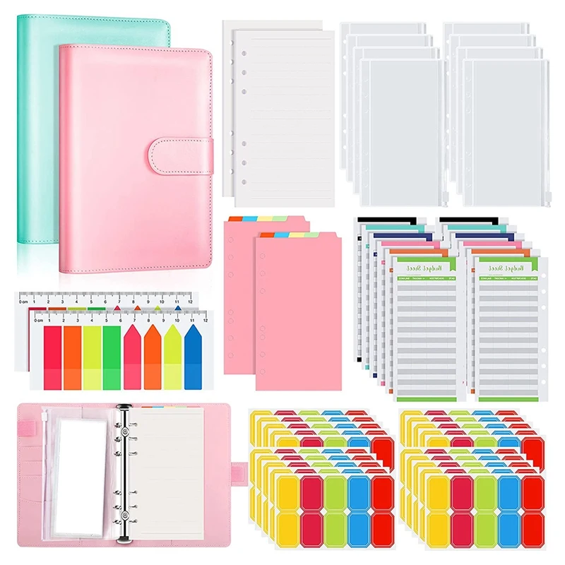 A6 Notebook Binder Set,6 Ring Cover Refill Lined Paper Clear Pockets Expense Budget Sheets Page Markers Dividers
A6 Notebook Binder Set,6 Ring Cover Refill Lined Paper Clear Pockets Expense Budget Sheets Page Markers Dividers