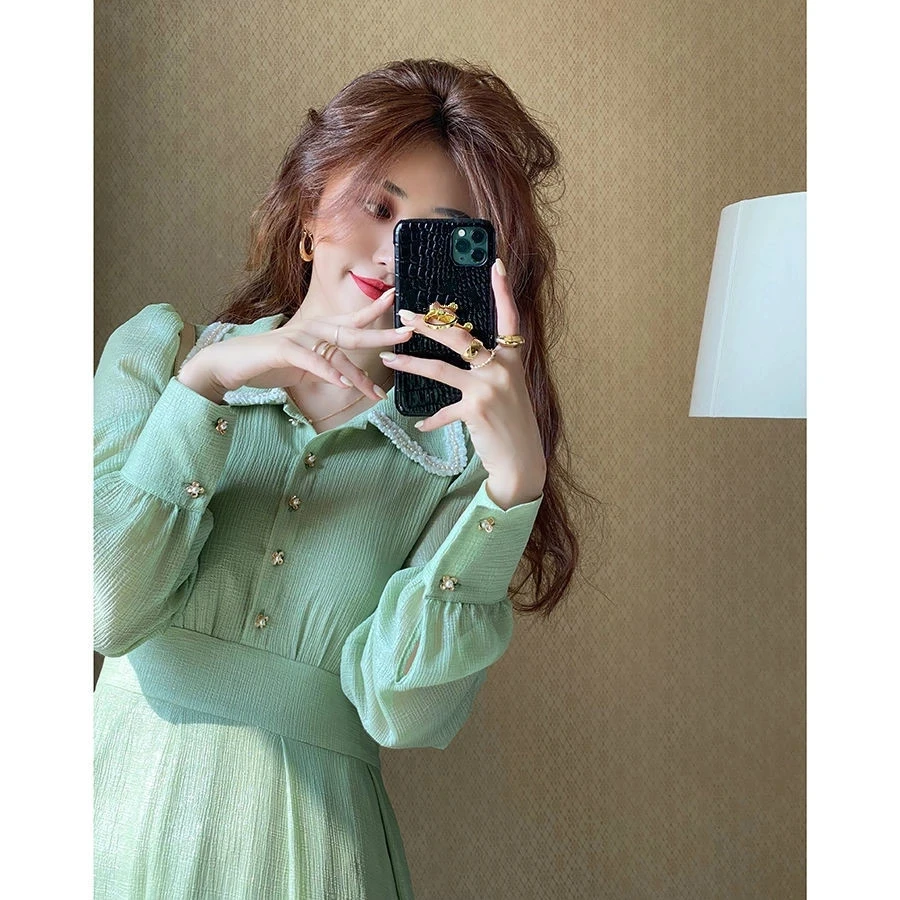 French Retro Dress Women Casual Ruffled Collar Long Sleeve Vintage Bow Solid Fairy Chic Party One-Piece Dress Women Korean Style
French Retro Dress Women Casual Ruffled Collar Long Sleeve Vintage Bow Solid Fairy Chic Party One-Piece Dress Women Korean Style