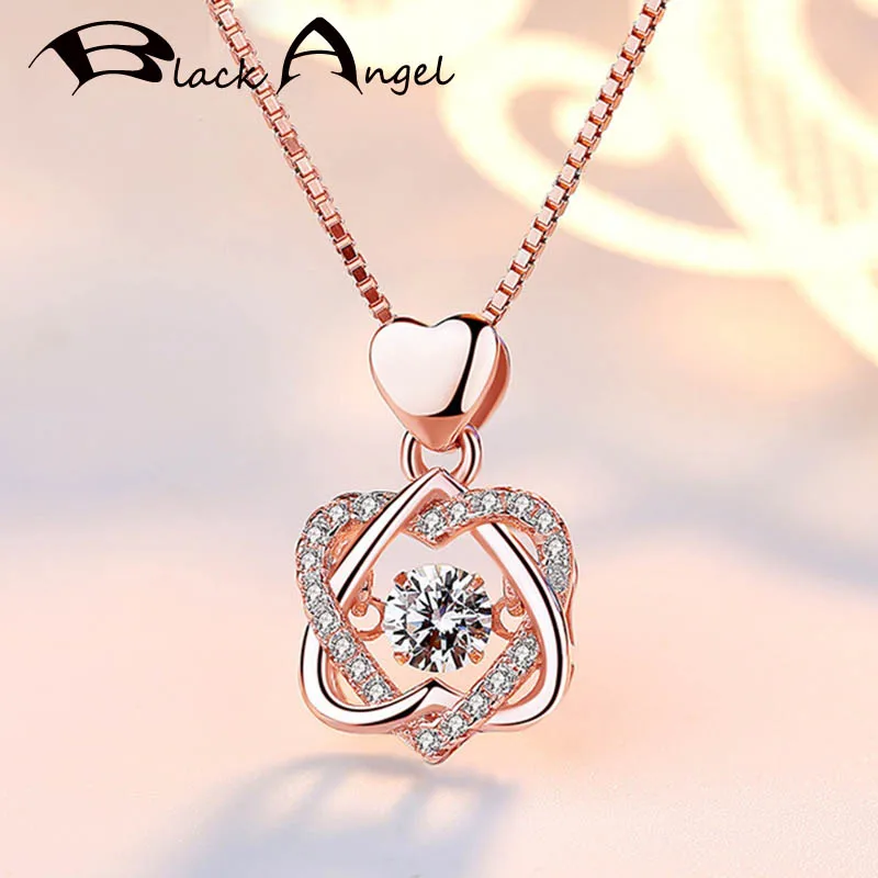 BLACK ANGEL New Rose Gold Cubic Zirconia Heart Shaped Gemstone Pendant Necklace For Women Jewelry Clavicle chain Christmas Gift
BLACK ANGEL New Rose Gold Cubic Zirconia Heart Shaped Gemstone Pendant Necklace For Women Jewelry Clavicle chain Christmas Gift