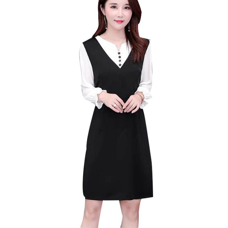 Women's Spring Summer Style Dress Women's V-neck Button Fake Two Pieces Patchwork Long Sleeve Casual Slim Dress SS1676
Women's Spring Summer Style Dress Women's V-neck Button Fake Two Pieces Patchwork Long Sleeve Casual Slim Dress SS1676