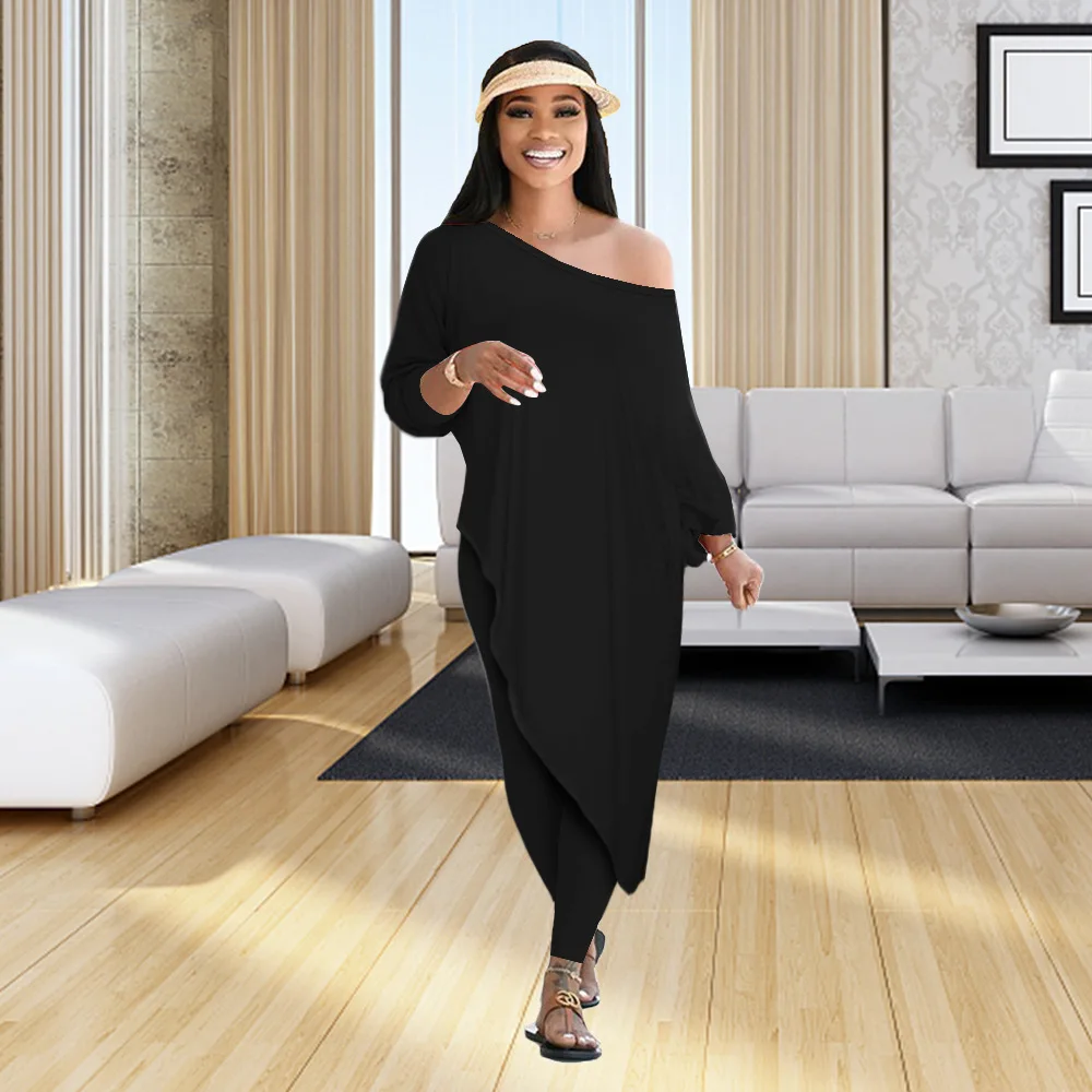 Two Piece Sets Diagonal Shoulder Loose Irregular X-long Tops Pants Solid Color Plus Size Women Clothes Wholesale Dropshipping
Two Piece Sets Diagonal Shoulder Loose Irregular X-long Tops Pants Solid Color Plus Size Women Clothes Wholesale Dropshipping