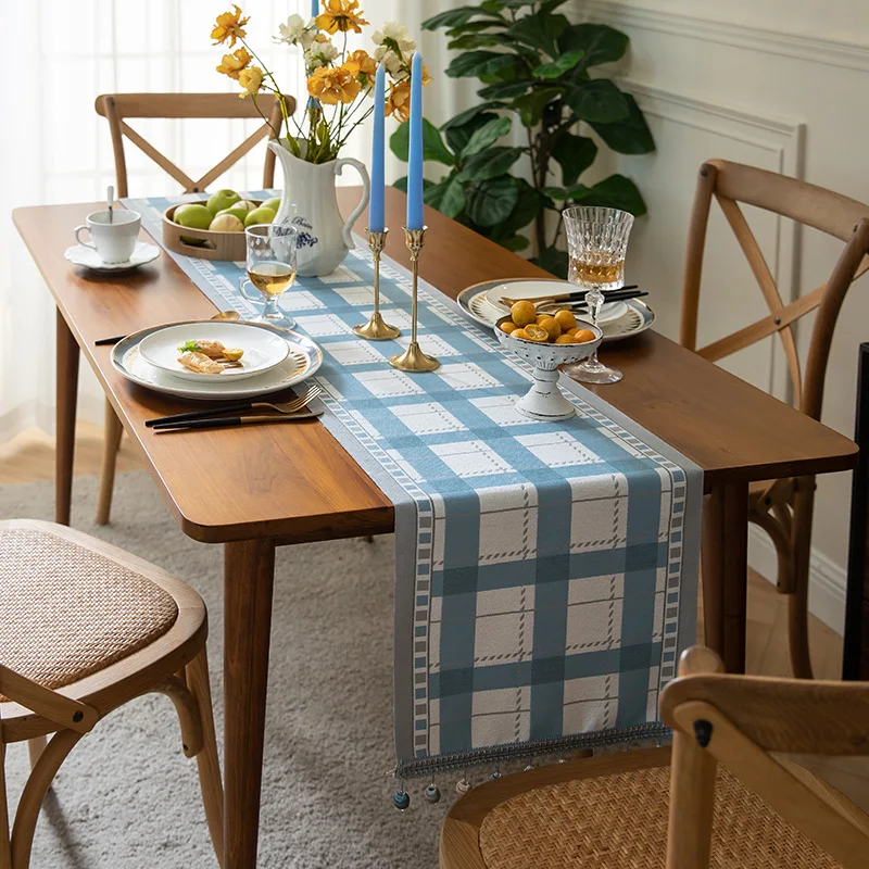 Simple Geometric Table Runner Tablecloth with Tassels Blue Checkered Table Runner Home Wedding Decoration Bed Runner Table Cloth
Simple Geometric Table Runner Tablecloth with Tassels Blue Checkered Table Runner Home Wedding Decoration Bed Runner Table Cloth