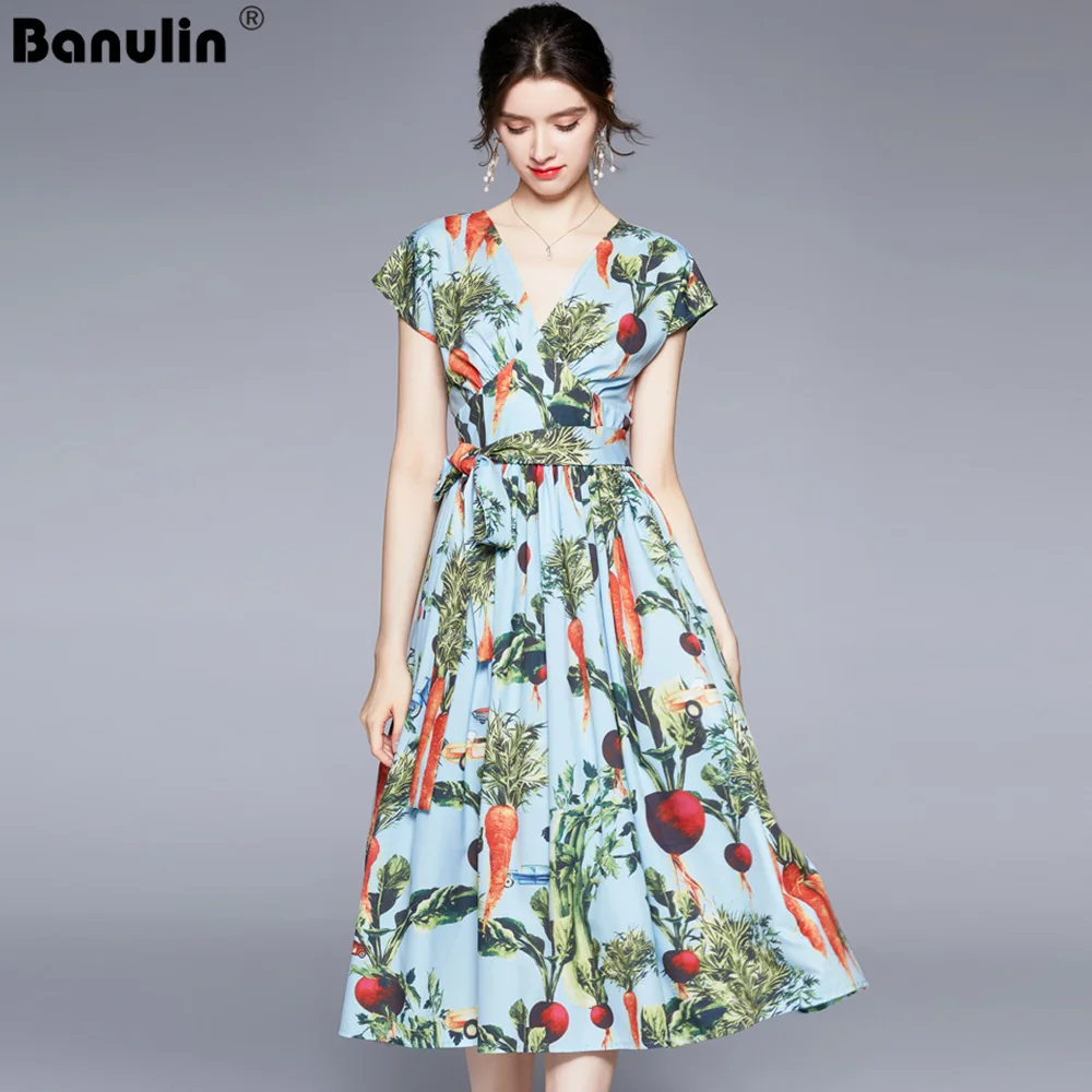 Banulin 2021 Summer Runway Floral Beach Dress Women V-Neck Short Sleeve Sicily Print Elegant Belt Holiday Big Swing Dress N55117
Banulin 2021 Summer Runway Floral Beach Dress Women V-Neck Short Sleeve Sicily Print Elegant Belt Holiday Big Swing Dress N55117