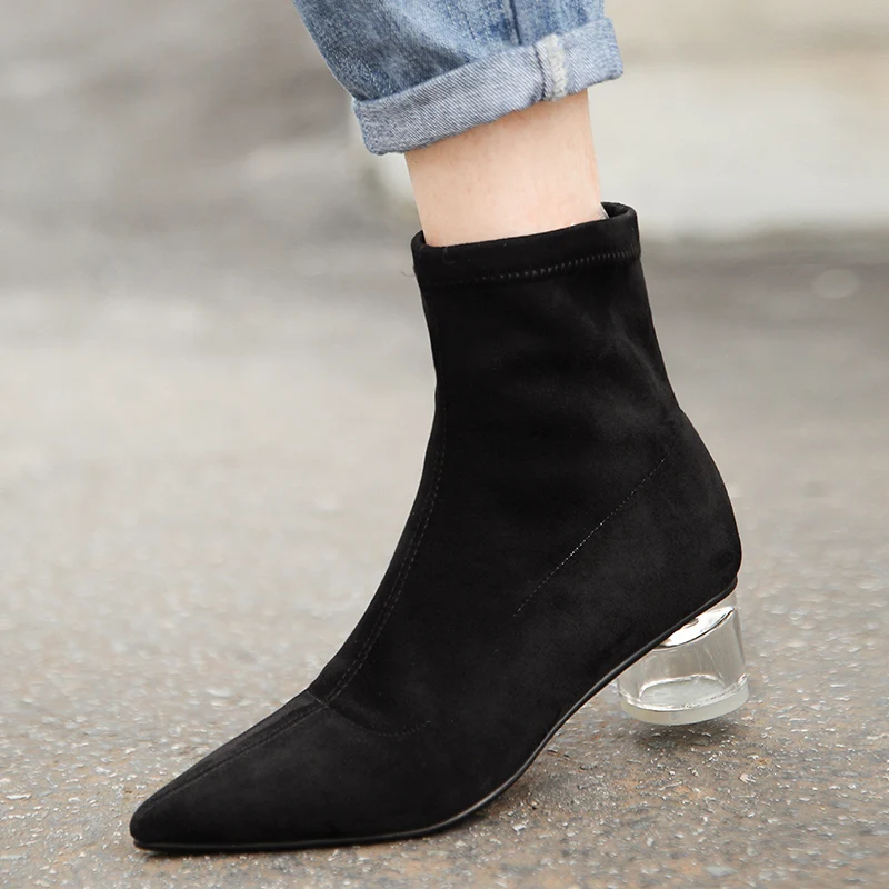 ISNOM Crystal Heels High Ankle Boots Women Fur Flock Sock Boot Pointed Toe Shoes Female Fashion Shoes Ladies Party Shoes Winter
ISNOM Crystal Heels High Ankle Boots Women Fur Flock Sock Boot Pointed Toe Shoes Female Fashion Shoes Ladies Party Shoes Winter