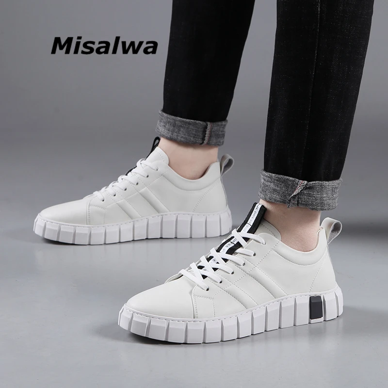 Misalwa Brand Genuine Leather Men Shoes Trendy Young Men Footwear White Black Casual Sneakers Real Leather
Misalwa Brand Genuine Leather Men Shoes Trendy Young Men Footwear White Black Casual Sneakers Real Leather