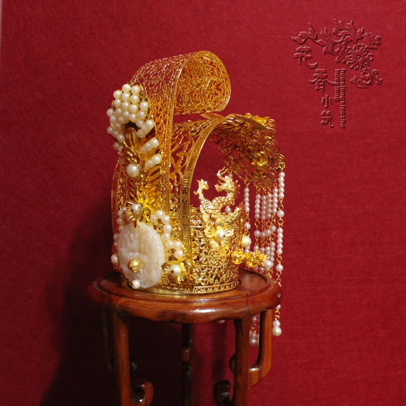 Delicate Men's Hair Accessories Brass Jade Jewelry Tassel Ancient China Young Master's Hair Crown Prince Royal Minister's Crown
Delicate Men's Hair Accessories Brass Jade Jewelry Tassel Ancient China Young Master's Hair Crown Prince Royal Minister's Crown