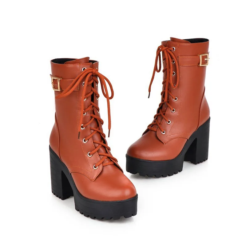Lace Up Martin Boots Ladies Waterproof Shoes Platform Boots Female 2021 Fashion Winter Thick Heel High Heels Women's Work Boots
Lace Up Martin Boots Ladies Waterproof Shoes Platform Boots Female 2021 Fashion Winter Thick Heel High Heels Women's Work Boots
