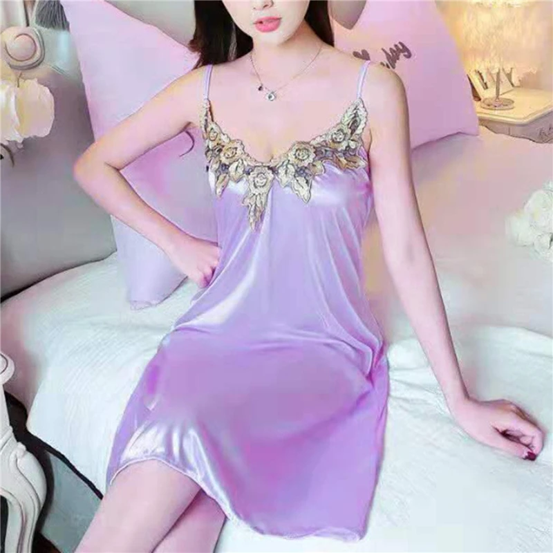 Sexy Night Dress For Women Deep V Lace Sleepwear Lingerie Silk Nightgown Sleeveless Nightdress Nightwear Summer Homewear
Sexy Night Dress For Women Deep V Lace Sleepwear Lingerie Silk Nightgown Sleeveless Nightdress Nightwear Summer Homewear