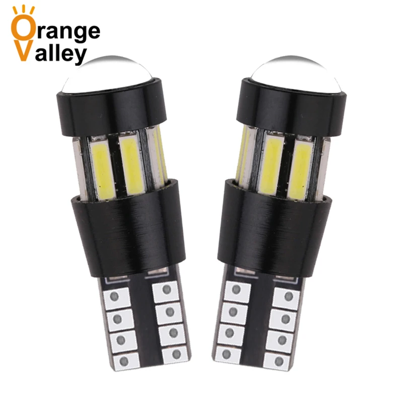 

100 шт. Авто T10 светодиодный 194 501 W5W 10 SMD 7020 Canbus без ошибок интерьерные лампы для очистки линз DC 12V