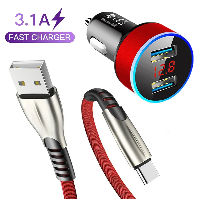 Автомобильное зарядное устройство с двумя USB-портами 3 1 А для Huawei P40 P30 P20 Mate 10 20 Pro
