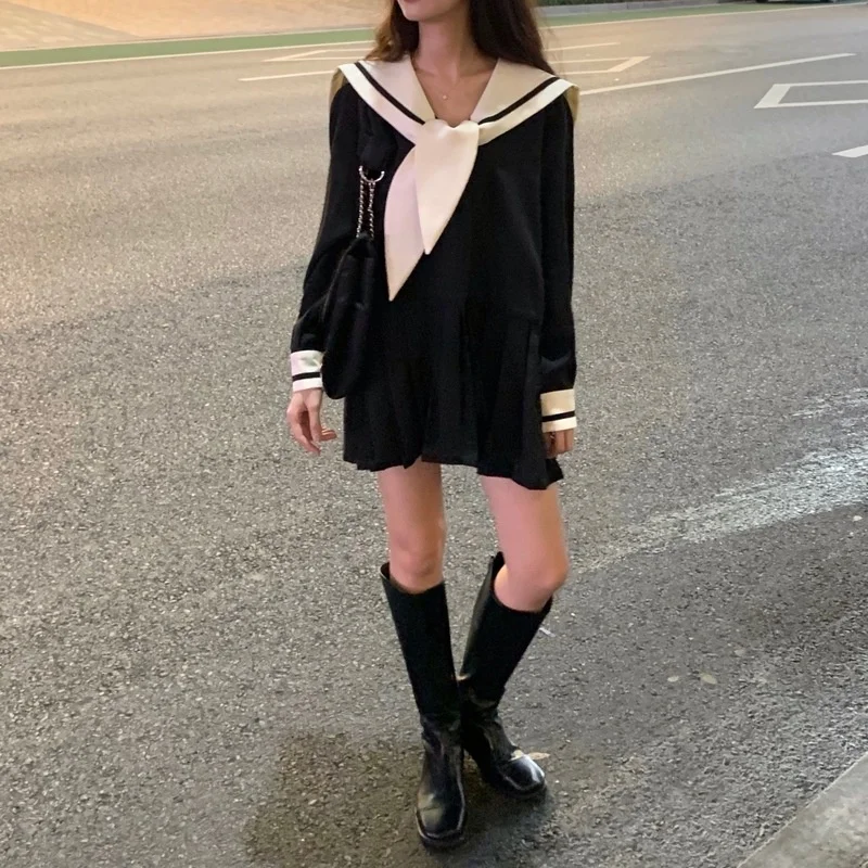 Pretty Girl Sailor Sexy Summer Black Autumn Long Sleeve Office Casual Korean Mini Dress Women Vestido Clothes Gothic Robe Femme
Pretty Girl Sailor Sexy Summer Black Autumn Long Sleeve Office Casual Korean Mini Dress Women Vestido Clothes Gothic Robe Femme