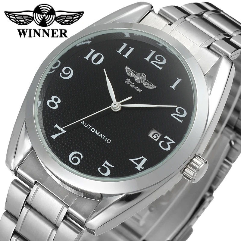 

Fashion Automatic Mechanical Men's Watches Stainless Steel Calendar Display Wristwatch WINNER Watch For Men Relogio Masculino