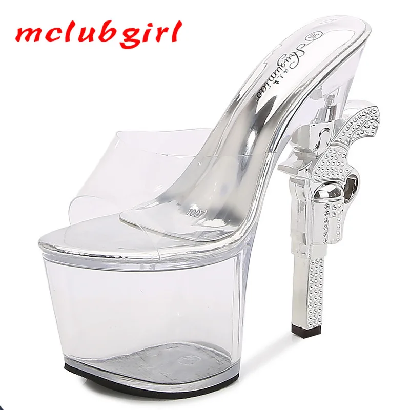 

MCLUBGIRL 34-43 Special-Shaped 18cm Height Crystal Wedge Slippers Women's Summer Waterproof Platform Thick Bottom LFD