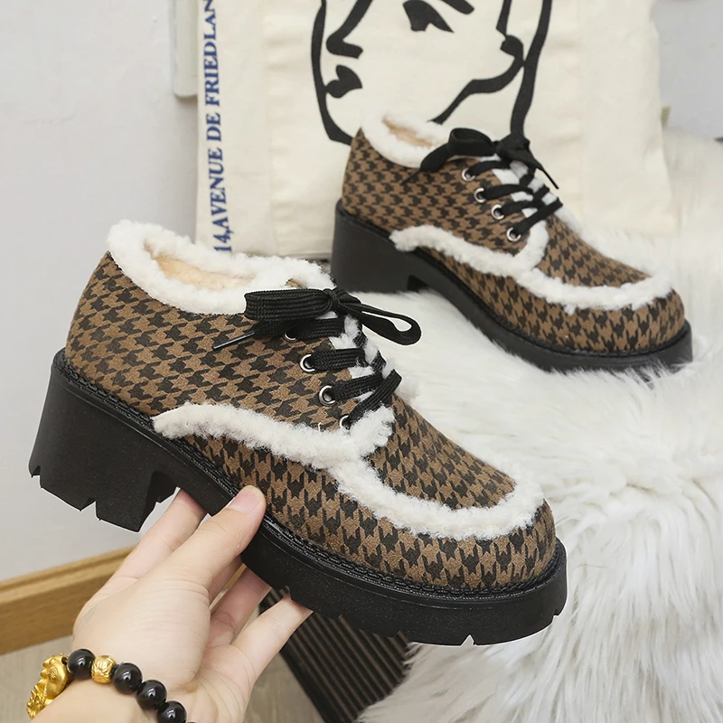 2021 Plush Thick-soled Shoes Women Winter Houndstooth Lazy Loafers Cotton Shoes Fashion Plus Velvet Warm Casual Women's Shoes
2021 Plush Thick-soled Shoes Women Winter Houndstooth Lazy Loafers Cotton Shoes Fashion Plus Velvet Warm Casual Women's Shoes