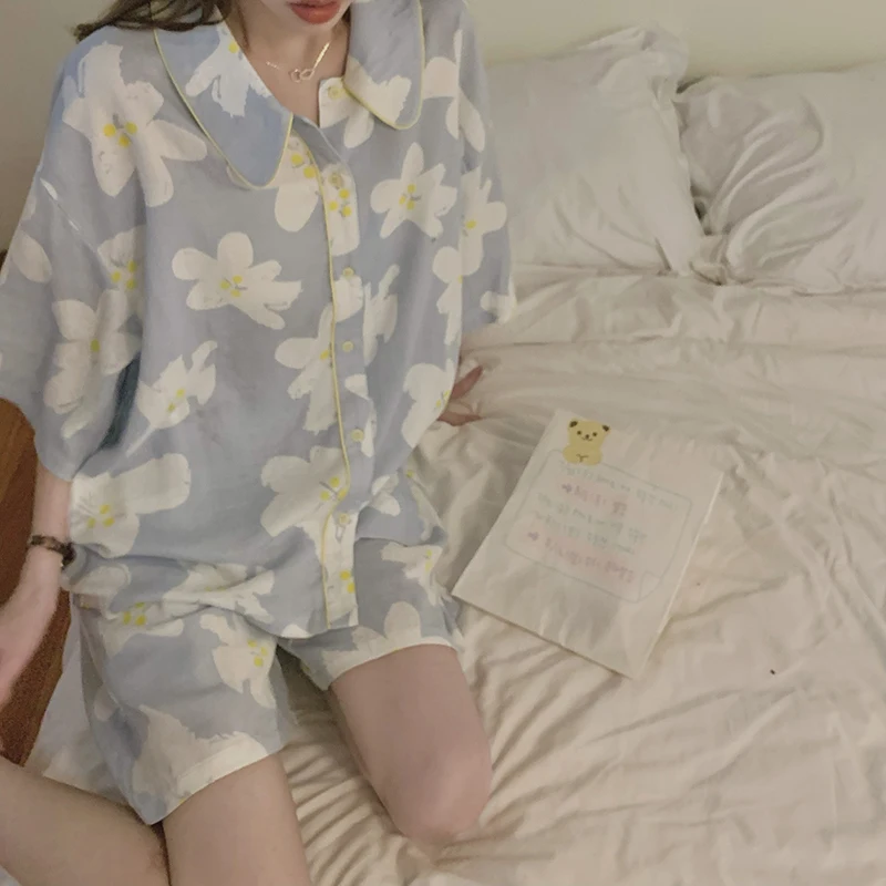 Harajpee Mori Girl Pajamas Summer 2021 Korean Loose Fashionable Outwear Age Reducing Printing Short Sleeve Housewear Suit Women
Harajpee Mori Girl Pajamas Summer 2021 Korean Loose Fashionable Outwear Age Reducing Printing Short Sleeve Housewear Suit Women