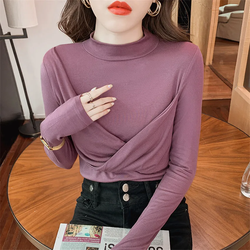 Women Long Sleeve Udershirt Spring Autumn Pullover T Shirt Korean Style High Stretch Criss-cross Front Designer Tee Shirt Femme
Women Long Sleeve Udershirt Spring Autumn Pullover T Shirt Korean Style High Stretch Criss-cross Front Designer Tee Shirt Femme