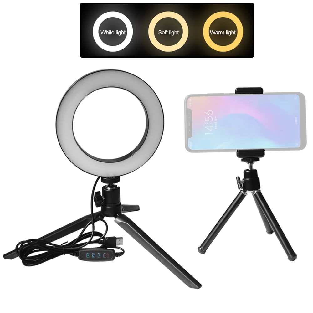 6inch LED Ring Light 3 Colors 3500-6500K Temperature 10 Levels Dimmable with Tripods Phone holder for Live Sream Makeup YouTube
6inch LED Ring Light 3 Colors 3500-6500K Temperature 10 Levels Dimmable with Tripods Phone holder for Live Sream Makeup YouTube