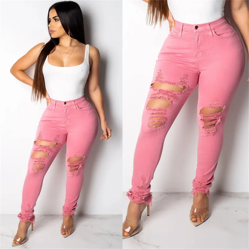 new green and pink woman ripped jeans fashion high waist skinny jeans street hipster denim pencil pants S-3XL drop shipping
new green and pink woman ripped jeans fashion high waist skinny jeans street hipster denim pencil pants S-3XL drop shipping