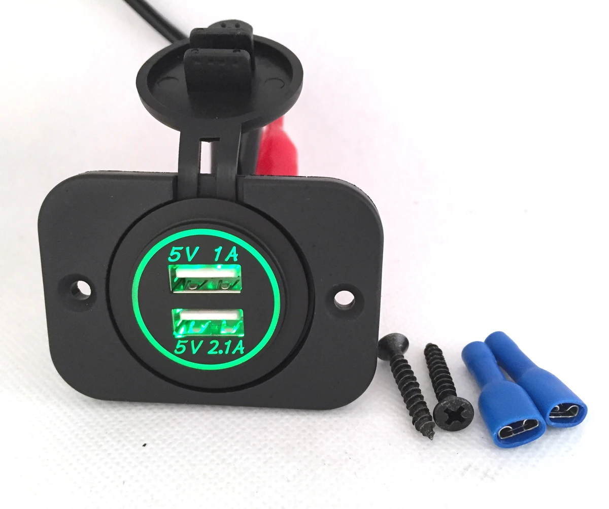 DIY 12V 24V Dual USB Автомобильное зарядное устройство Панель питания 1A & 2.1A для Iphone автомобиля лодки морской мобильный светодиодный свет синий крас...
DIY 12V 24V Dual USB Автомобильное зарядное устройство Панель питания 1A & 2.1A для Iphone автомобиля лодки морской мобильный светодиодный свет синий крас...