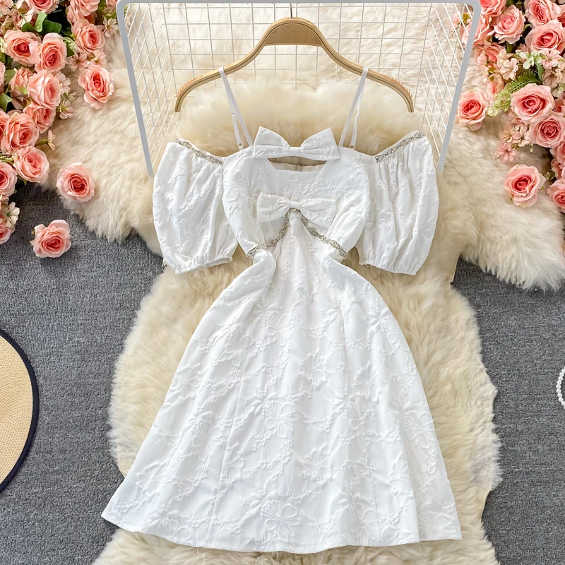 Summer New Vintage High Waist Thin Hollow Out Lace Dress Puff Short Sleeve Round Neck Women Fashion Sexy Mini Party Vestidos
Summer New Vintage High Waist Thin Hollow Out Lace Dress Puff Short Sleeve Round Neck Women Fashion Sexy Mini Party Vestidos