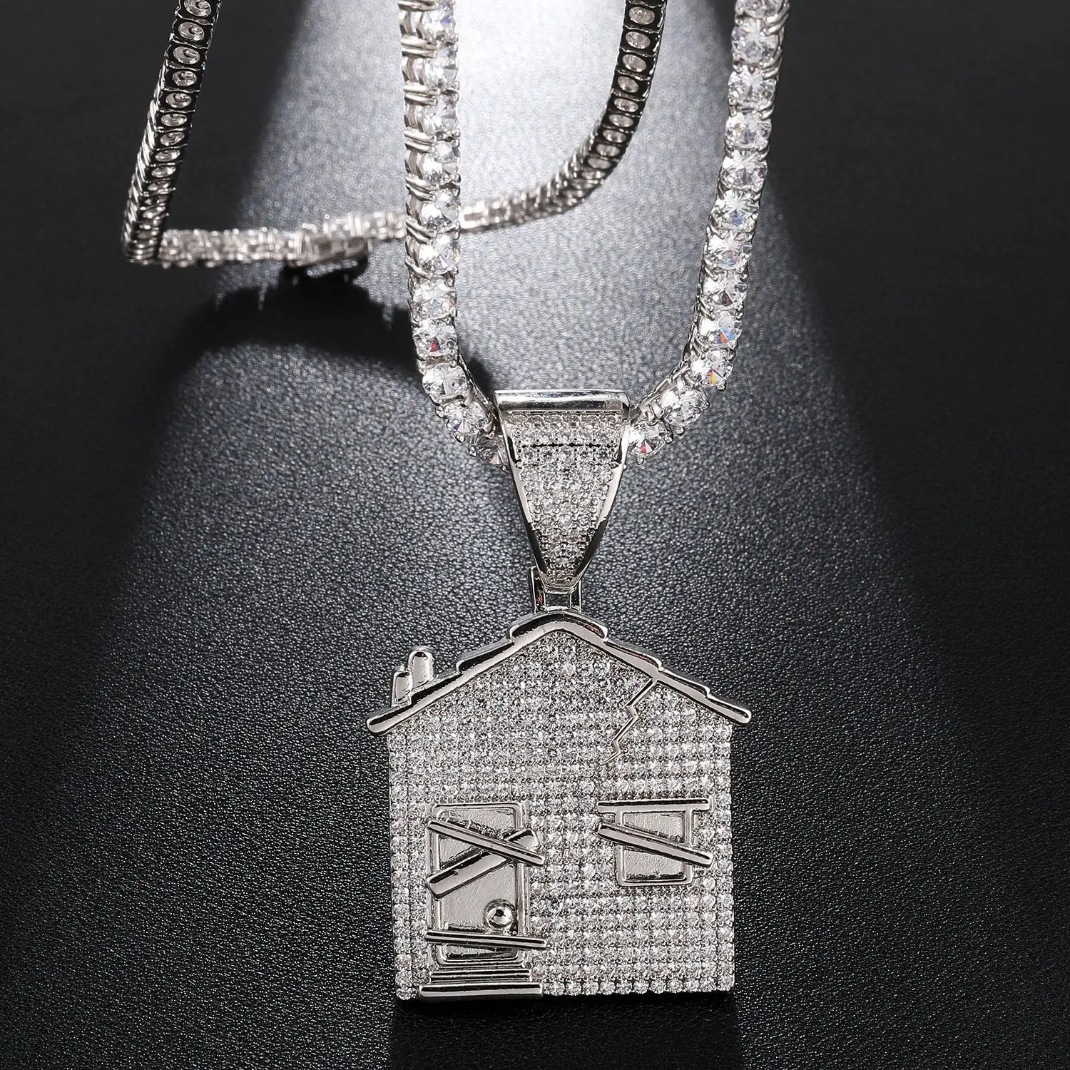 Hip Hop Men Gold Color House Shape Pendant Micro Zircon Necklace Ice Out Cuban Necklace Chain Hip Hop For Men
Hip Hop Men Gold Color House Shape Pendant Micro Zircon Necklace Ice Out Cuban Necklace Chain Hip Hop For Men