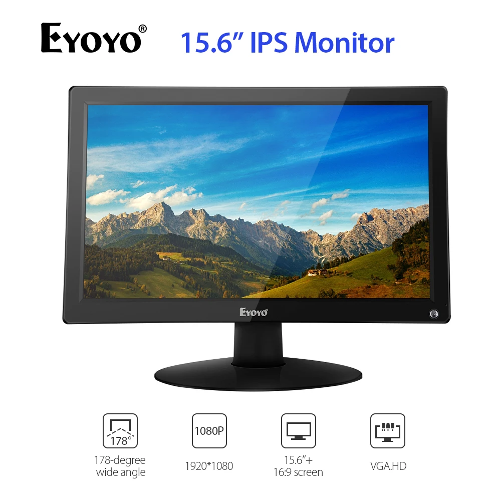EYOYO EM15C 15 6 "IPS цветной ЖК-экран TV монитор компьютера FHD 1920x1080 дисплей с AV VGA BNC USB