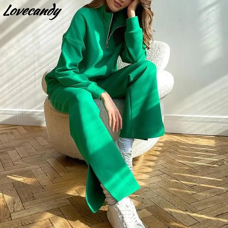 Women Fashion Solid Tracksuit 2 Piece Set Autumn Female Loose Casual Turn-down Collar Pullover Top And Pants Suit Sports Outfit
Women Fashion Solid Tracksuit 2 Piece Set Autumn Female Loose Casual Turn-down Collar Pullover Top And Pants Suit Sports Outfit