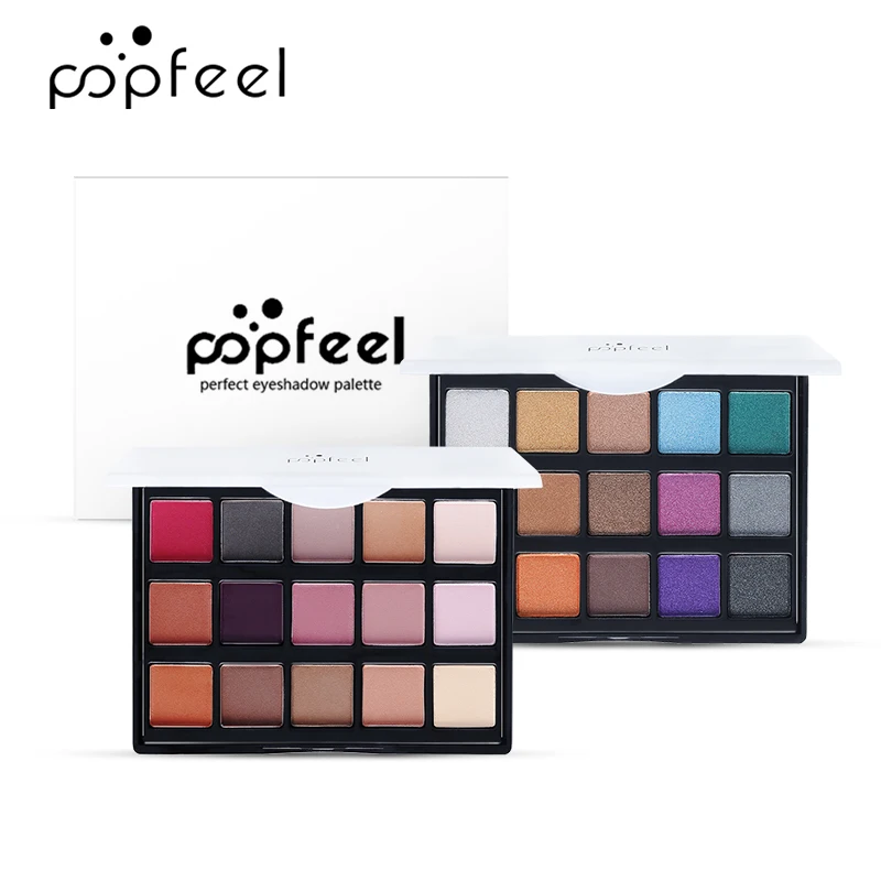 POPFEEL15 палитра теней для век телесного цвета дымчатые тени блестящие матовые