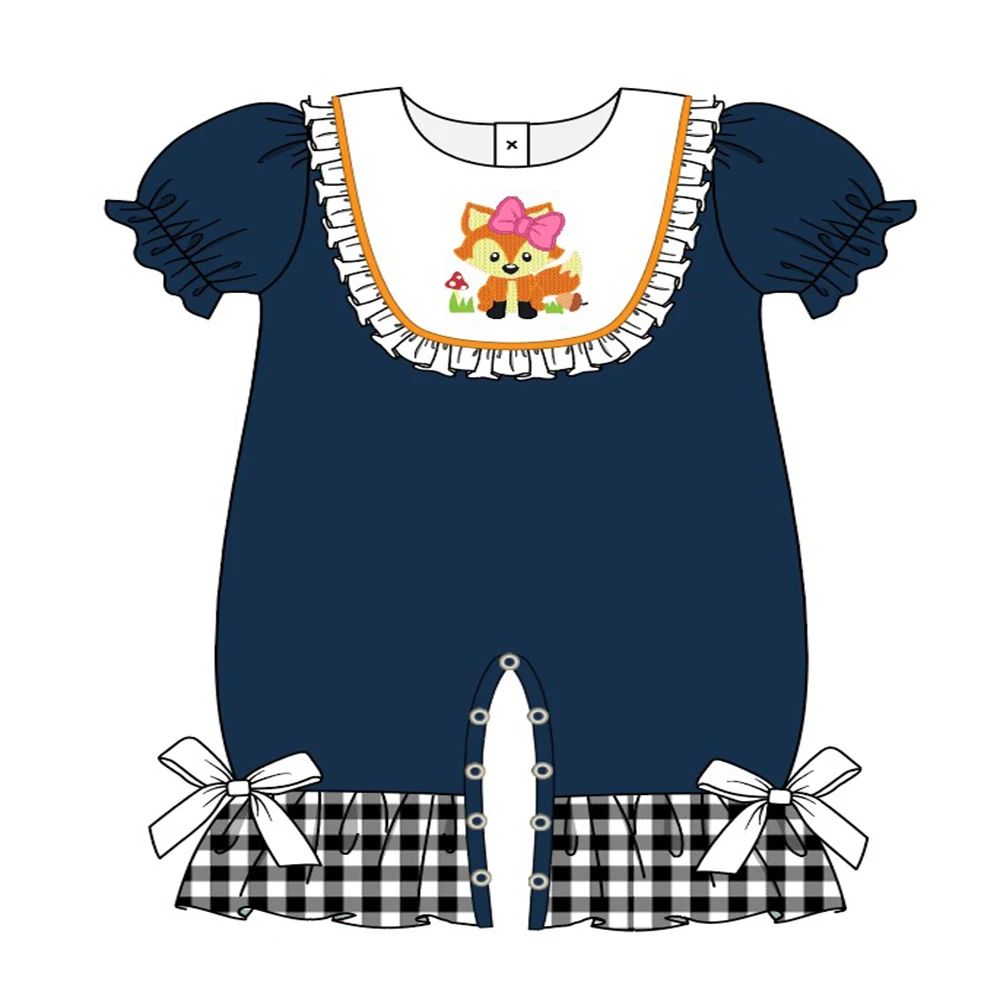 Beautiful Pure Cotton Baby Girl Romper Navy Short-Sleeved Trousers With Fox Embroidery And Bows On The Trousers
Beautiful Pure Cotton Baby Girl Romper Navy Short-Sleeved Trousers With Fox Embroidery And Bows On The Trousers