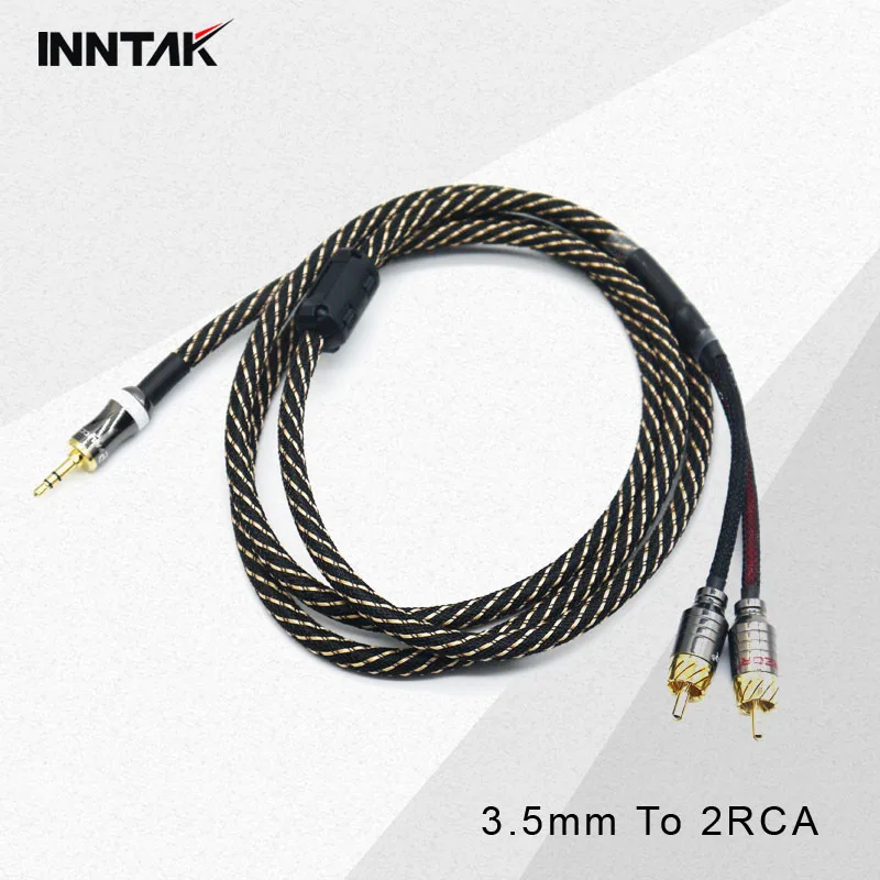 Hi Fi Стерео аудиокабель A090 3 5 мм папа к 2 RCA 4N OFC / Canare для MP3 CD DVD усилителя DAC|Кабели VGA|