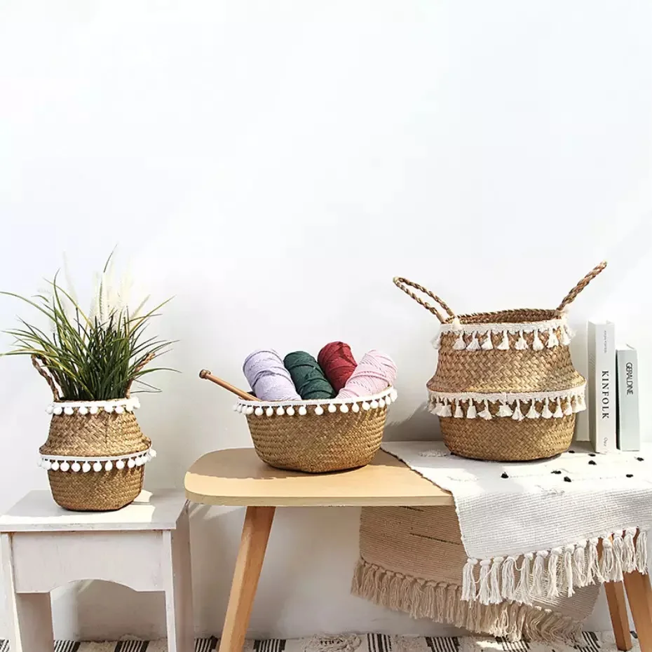 Handmade Woven Storage Baskets with Beads Flower Pot Foldable Laundry Organization Toy Sundries Container Nordic Home Decoration
Handmade Woven Storage Baskets with Beads Flower Pot Foldable Laundry Organization Toy Sundries Container Nordic Home Decoration