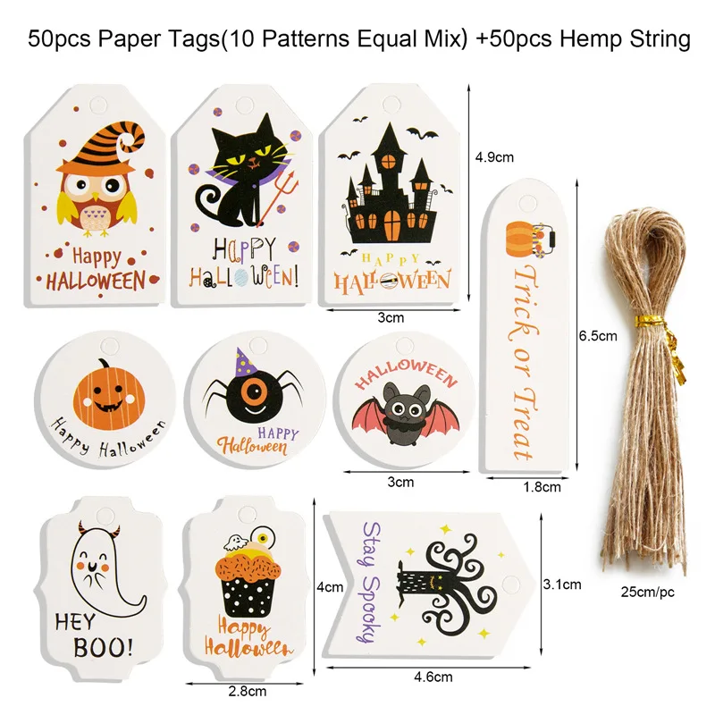 2021 Halloween Gift Bags Tag Pumpkin Ghost Cat Print White Paper Tags for Halloween Eve Party Decoration Supplies Assorted Cards
2021 Halloween Gift Bags Tag Pumpkin Ghost Cat Print White Paper Tags for Halloween Eve Party Decoration Supplies Assorted Cards