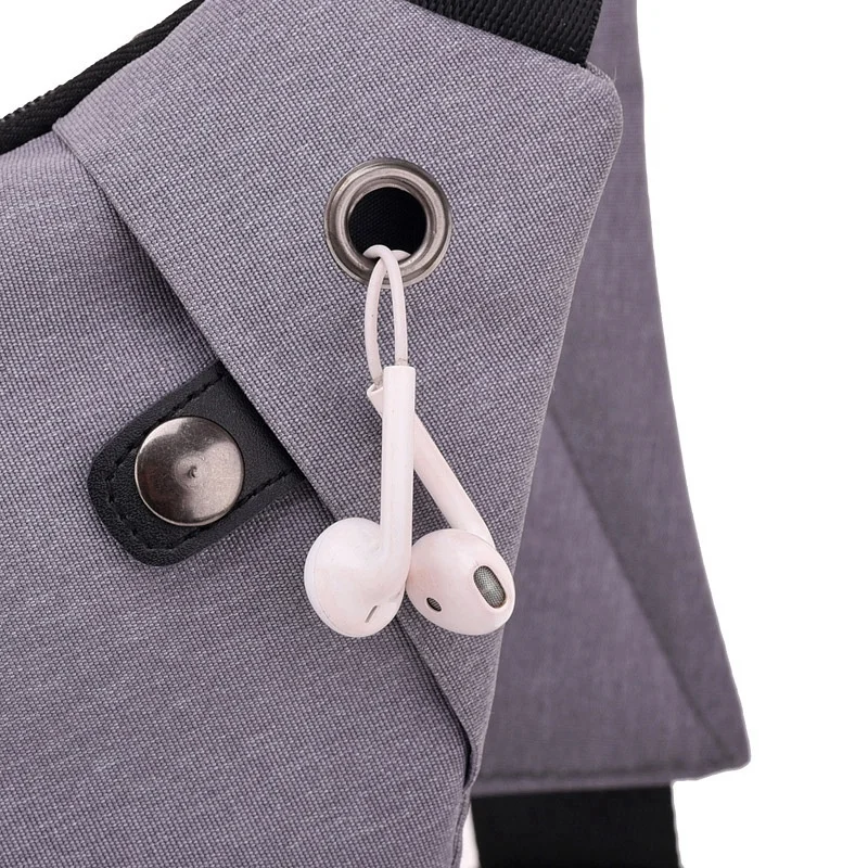 2 Pcs Bag: 1 Pcs Chest Pack Unisex with Headset Interface Gray & 1 Pcs Simple Transparent Waist Bags