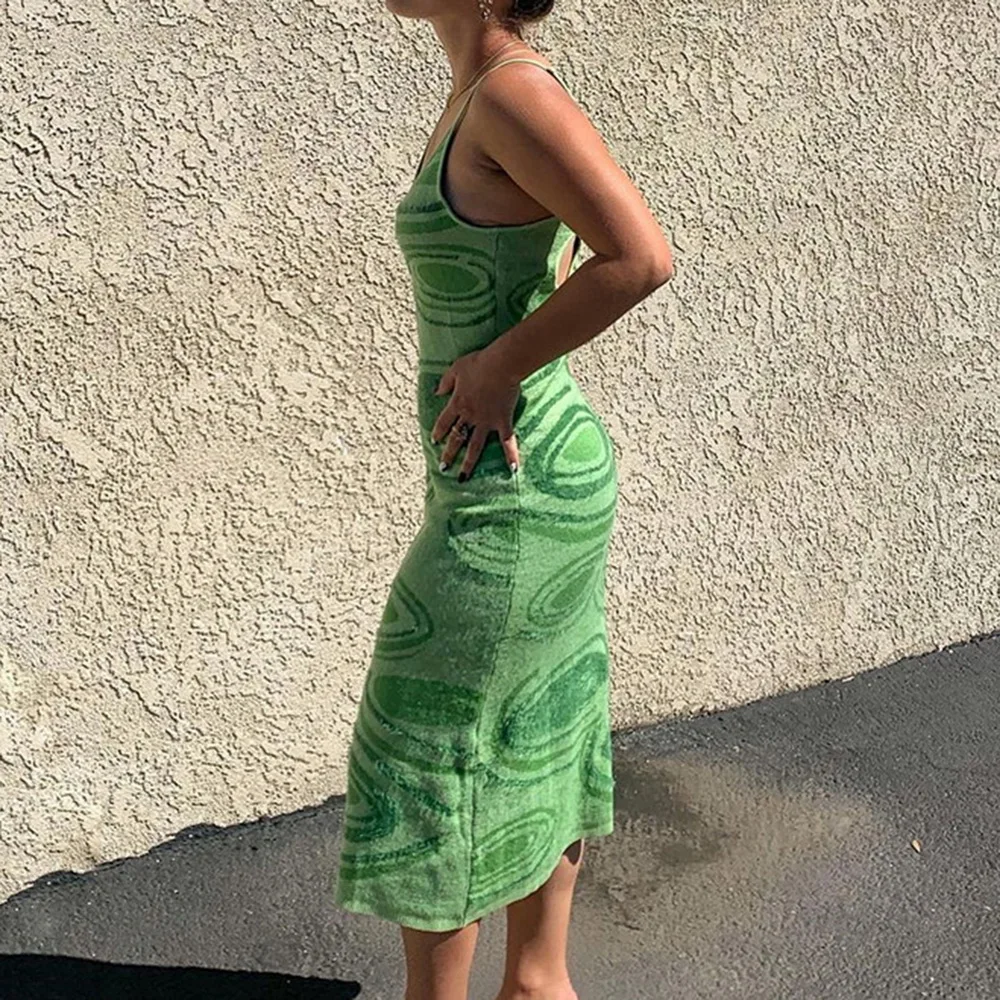 2021 Print Knit Bodycon Dress Women Green Y2K Summer Hollow Out Sexy Sleeveless Spaghetti Strap Beach Midi Dresses Party
2021 Print Knit Bodycon Dress Women Green Y2K Summer Hollow Out Sexy Sleeveless Spaghetti Strap Beach Midi Dresses Party