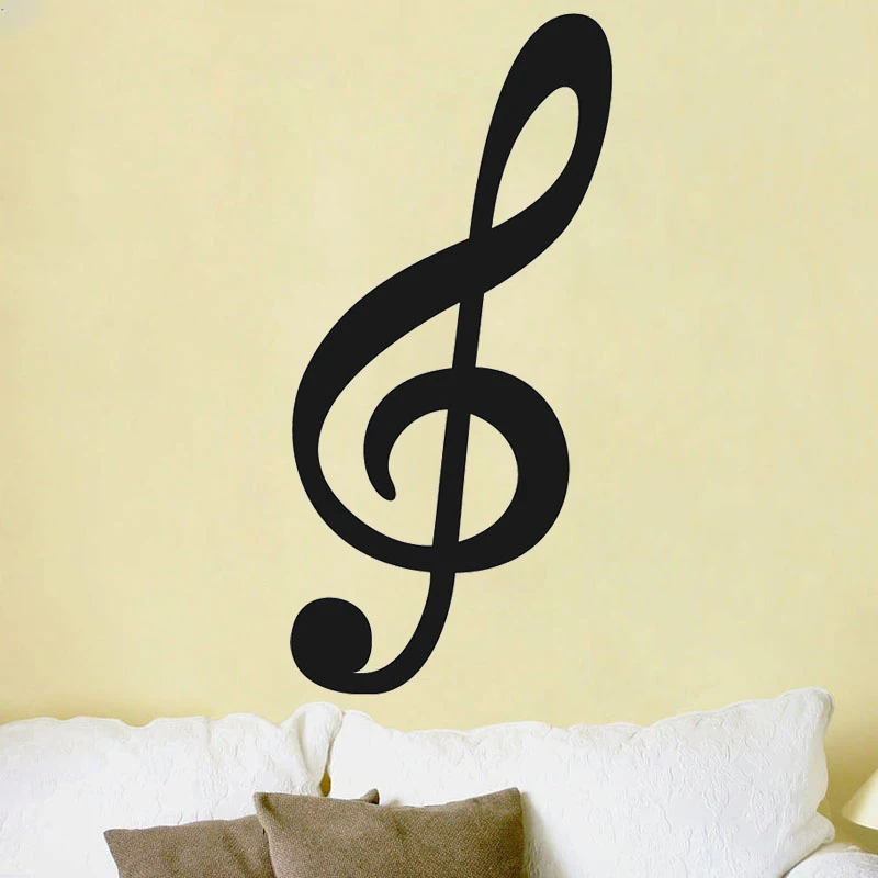 

Large size treble clef musical note wall stickers home decor removable vinyl wall decals for living room art murals3632