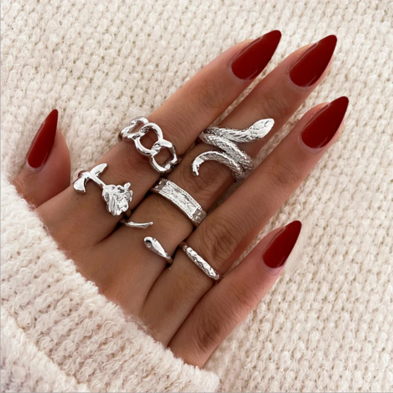 Punk Vintage 6Pcs Silver Color Heart Snake Rings Set for Women Fashion Y2K Aesthetics Hip Hop Anillos Teenager Party Jewelry
Punk Vintage 6Pcs Silver Color Heart Snake Rings Set for Women Fashion Y2K Aesthetics Hip Hop Anillos Teenager Party Jewelry